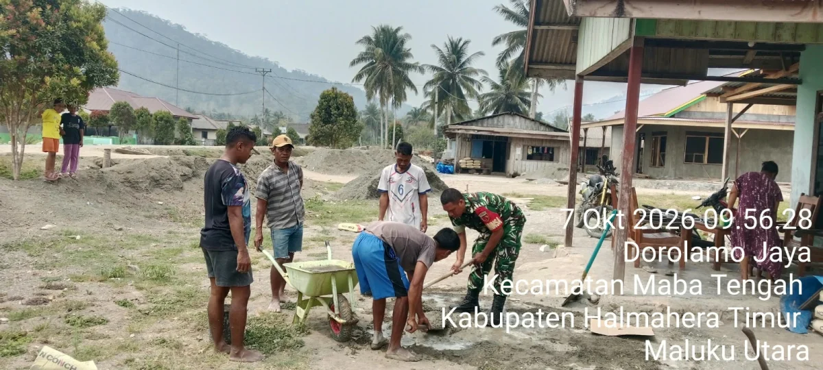Tak Kenal Lelah, Babinsa Koramil 1505-03/Maba Turun Tangan Bantu Warga Bangun Rumah