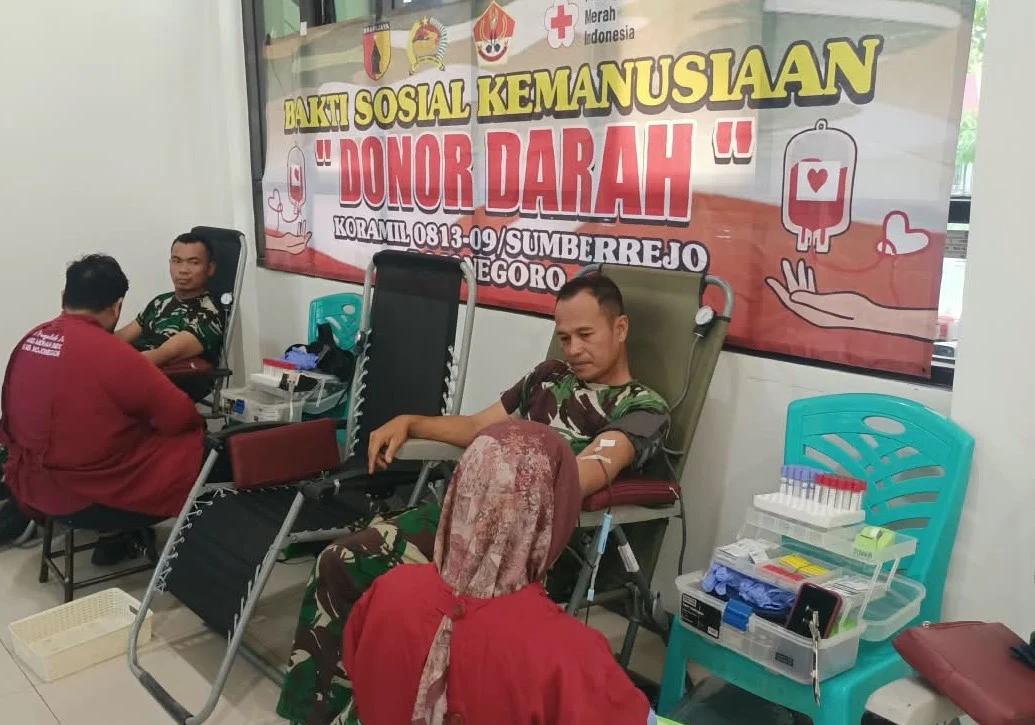 Sinergi Kemanusiaan, TNI dan Warga Sumberrejo Bojonegoro Sukses Kumpulkan 30 Kantong Darah