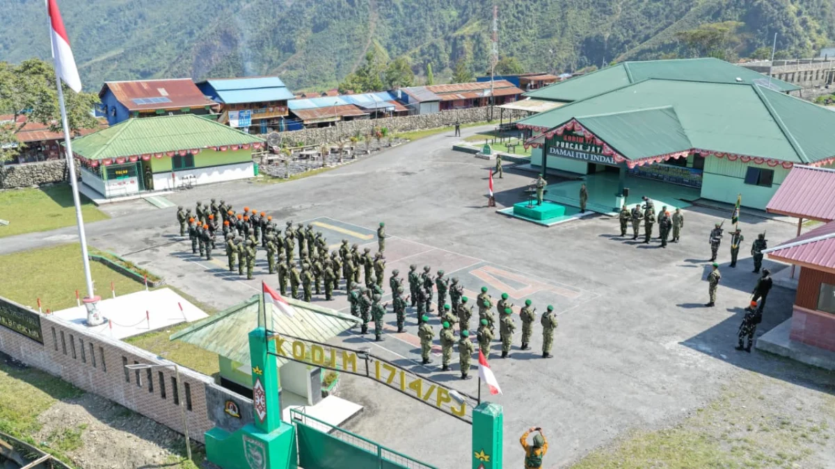 HUT Ke-81 TNI Tahun 2026, Kodim 1714/Puncak Jaya Gelar Upacara, Dipererat Kebersamaan TNI dan Kepolisian