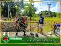 Babinsa Ramil 1512-03/Gebe Aktif Bantu Warga Buat Pondasi Rumah