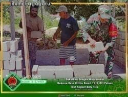 Melalui Karya Bakti Ini Babinsa Koramil 1512-02/Patani Desa Blifitu ringankan Beban Warga Desa Binaannya