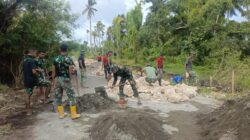 Personel Satgas TMMD Ke-127 Kodim 1514/Morotai Laksanakan Pemasangan Mal dan Pengecoran Drainase di Gotalamo