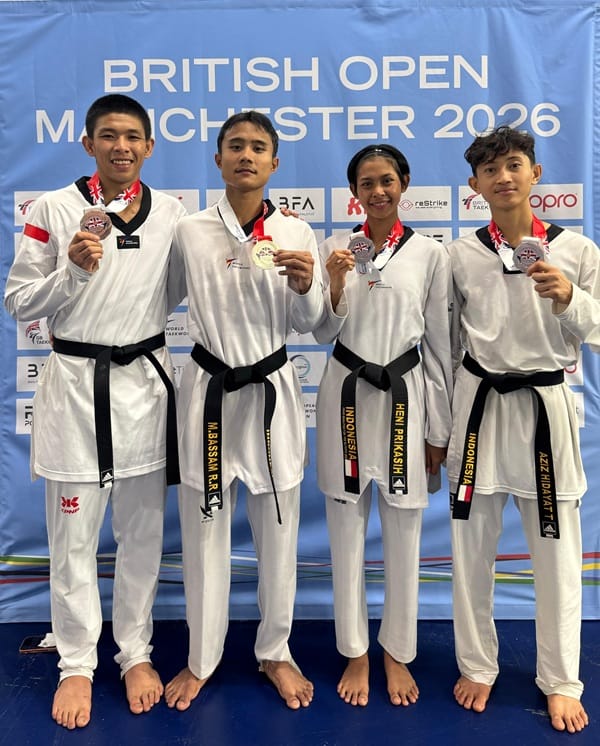 Tim Pelatnas Taekwondo Indonesia Sabet 4 Medali di British Taekwondo International Open 2026 Manchester, Inggris
