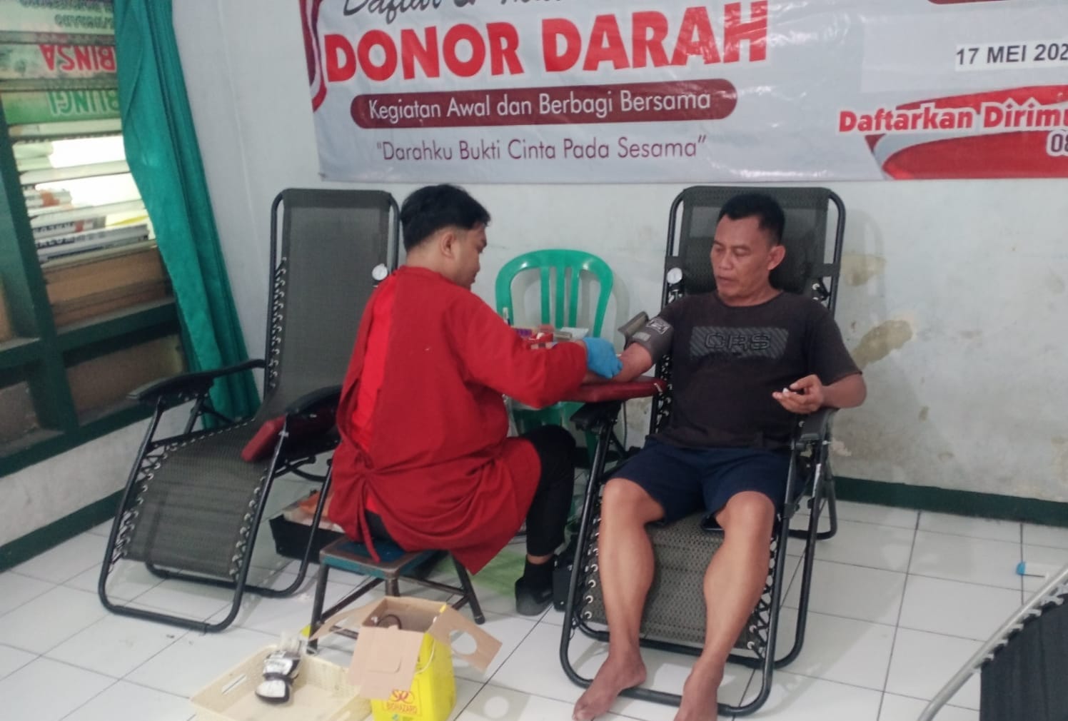Bersama PMI Cabang, Koramil Ngraho Bojonegoro Gelar Donor Darah