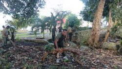 Jumat Bersih, Kodim 1505/Tidore Bersihkan Kawasan Pesisir Mancing Mania Kelurahan Soadara