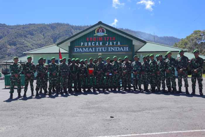 Kodim 1714/Puncak Jaya Gelar Korps Rapot Pindah Satuan dan Penerimaan Personel Baru