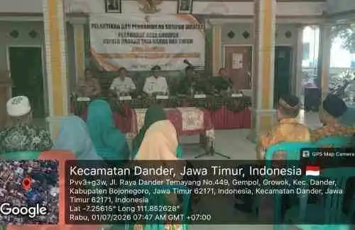 Danramil Dander Bojonegoro Hadiri Pelantikan dan Pengambilan Sumpah Jabatan Perangkat Desa Growok