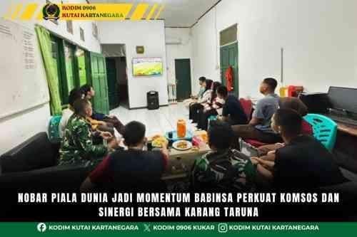 Nobar Piala Dunia Jadi Momentum Babinsa Perkuat Komsos Dan Sinergi Bersama Karang Taruna