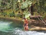 Keseruan Anak Anak Kp. Sesor menikmati Air Terjun, TMMD Ke-129 Buka Akses Wisata, Tangga Menuju Air Terjun Kini Lebih Nyaman Dilalui