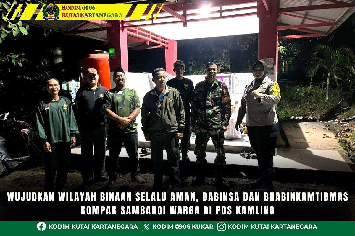 Wujudkan Wilayah Binaan Selalu Aman, Babinsa Dan Bhabinkamtibmas Kompak Sambangi Warga Di Pos Kamling